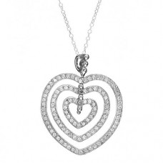 5.20 CTW CZ Sterling Silver Heart 18" Necklace